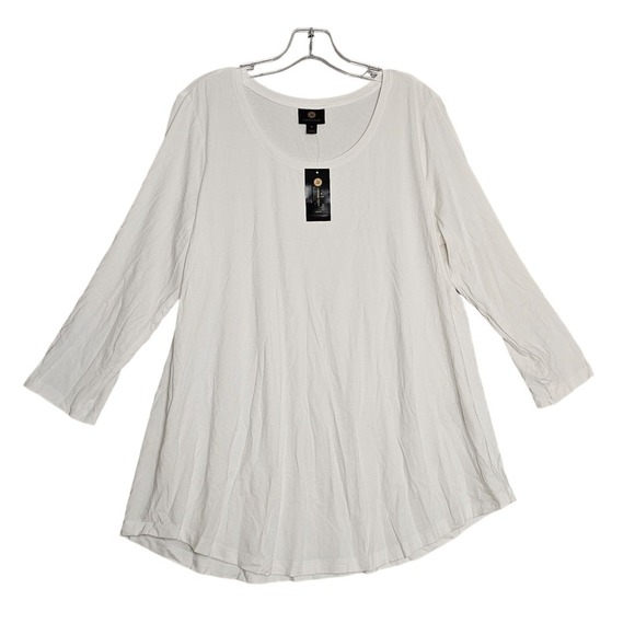 JM Collection 3/4 Sleeve Top Bright White 0X - Picture 1 of 5